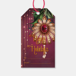 Etiqueta Para Presente Feriados Felizes em Ornamento do ornamentado e Gre