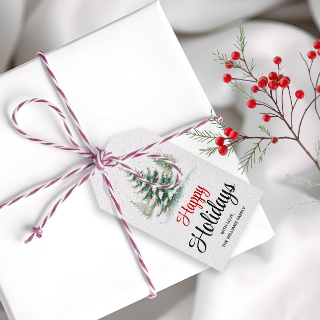 Etiqueta Para Presente Feriados felizes nas árvores de Natal (Criador carregado)