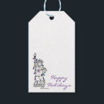 Etiqueta Para Presente Feriados Felizes NYC Natal Hanukkah Dag<br><div class="desc">A etiqueta de presente apresenta uma ilustração original de um marco clássico de Nova Iorque "vestido" para a época de férias. Perfeito para doação de presente de feriado!</div>