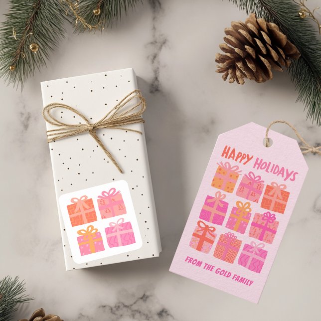 Etiqueta Para Presente FERIADOS FELIZES Presentes Presentes PERSONALIZADO (HAPPY HOLIDAYS Gifts Presents Christmas CUSTOM Gift Tags and matching stickers
)