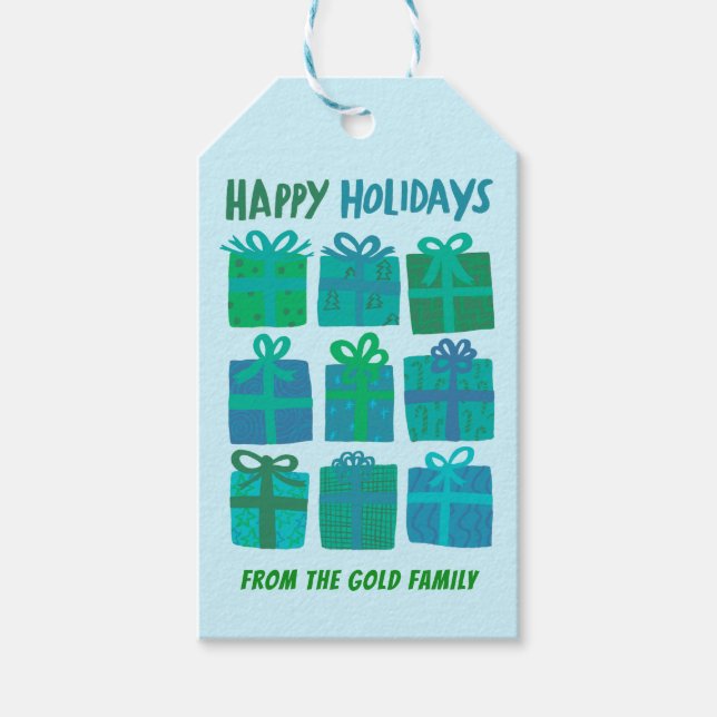 Etiqueta Para Presente FERIADOS FELIZES Presentes Presentes PERSONALIZADO (Frente)