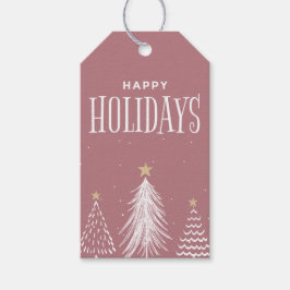 Etiqueta Para Presente Feriados Felizes, Rosa-Rosa, Modernos, com Etiquet