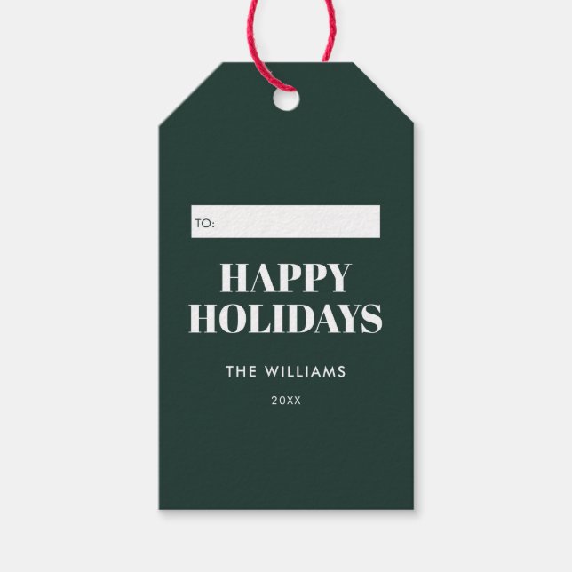 Etiqueta Para Presente Feriados Mínimos Verdes Modernos (Frente)