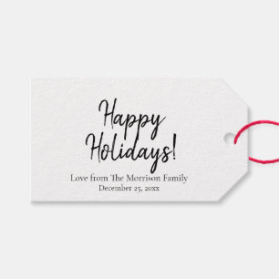 Etiqueta Para Presente Feriados simples de script personalizado branco pr
