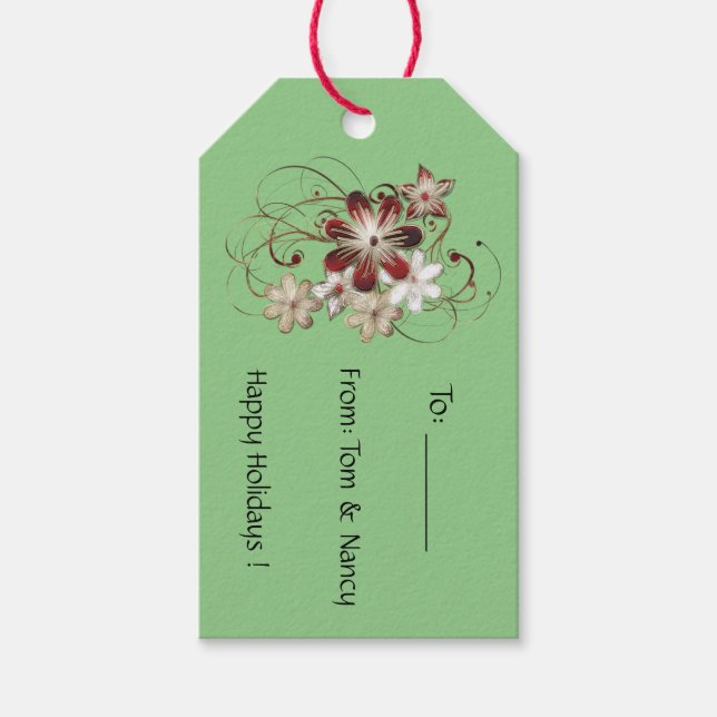 Etiqueta Para Presente Feriados vermelhos (Frente)