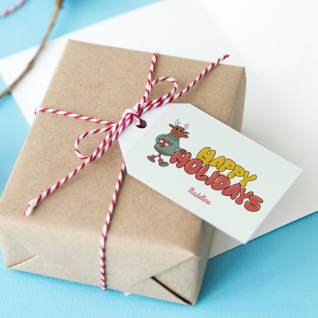 Etiqueta Para Presente Férias de Natal bonitas e rudolf (Criador carregado)