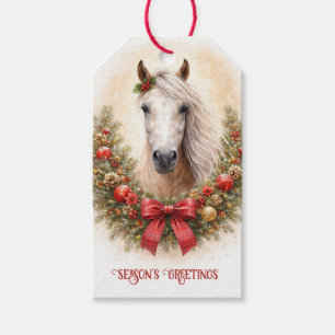 Etiqueta Para Presente Férias de Natal Cavalo Bonito e Grinalda