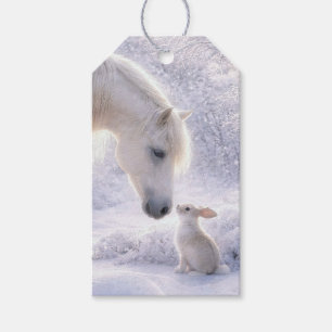 Etiqueta Para Presente Férias de Natal Cavalo e Coelho Bonito