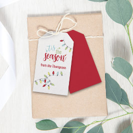 Etiqueta Para Presente Férias de Natal Coloridas Luzes de Cordas Festivas