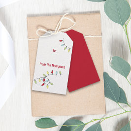 Etiqueta Para Presente Férias de Natal Coloridas Luzes de Cordas Festivas