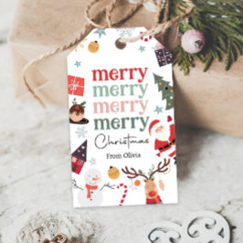 Etiqueta Para Presente Férias de Natal Feliz Papai Noel Presente Família 