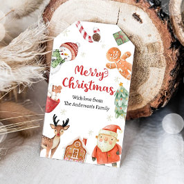 Etiqueta Para Presente Férias de Natal Feliz Papai Noel Presente Família 