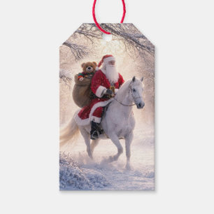 Etiqueta Para Presente Férias de Natal Papai Noel e Cavalo Fofo