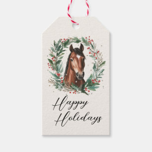 Etiqueta Para Presente Férias Felizes da Festiva Horse de Natal
