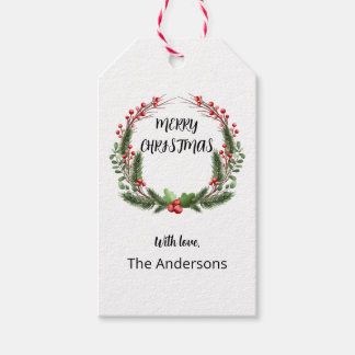 Etiqueta Para Presente Ferida de Natal personalizada com bagas