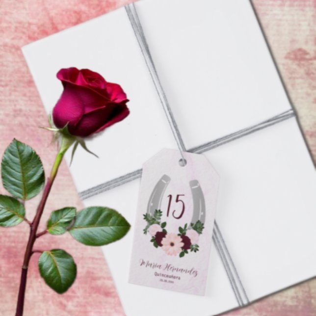 Etiqueta Para Presente Ferradura Floral Ocidental Quinceanera (Criador carregado)