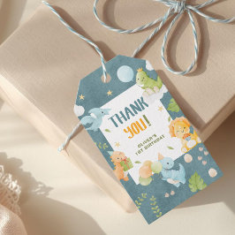 Etiqueta Para Presente Festa de 1º Aniversário do Menino Dinossauro Azul 