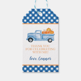 Etiqueta Para Presente Festa de 1 ano do nosso caminhãozinho azul xadrez 