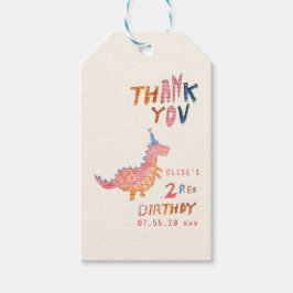 Etiqueta Para Presente Festa de 2º aniversário do dinossauro vermelho doi