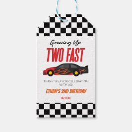 Etiqueta Para Presente Festa de 2 Anos do Carro de Corrida Laranja Vermel