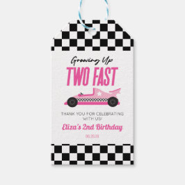Etiqueta Para Presente Festa de 2 Anos do Carro de Corrida Rosa Rápido
