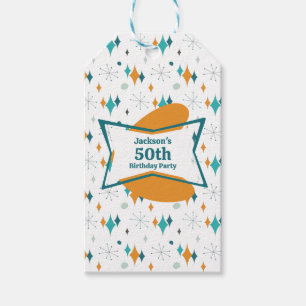 Etiqueta Para Presente Festa de 50 Anos Retro Meados do Século Qualquer I