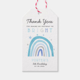Etiqueta Para Presente Festa de aniversário azul-arco-íris Tão Brilhante