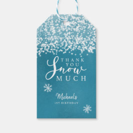 Etiqueta Para Presente Festa de aniversário Azul De Inverno Muito Obrigad