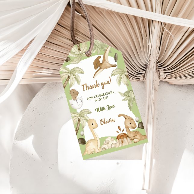 Etiqueta Para Presente Festa de aniversário Bonita do Dinossauro (Criador carregado)