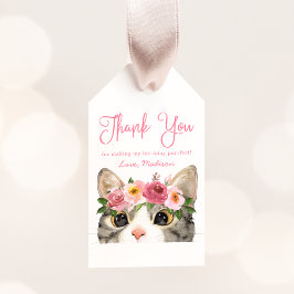 Etiqueta Para Presente Festa de Aniversário da Gatinha com Aquarela Doce