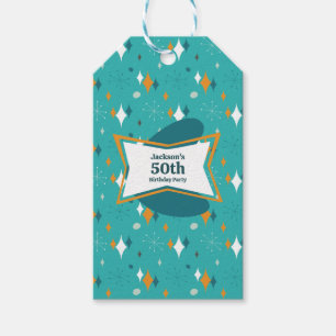 Etiqueta Para Presente Festa de Aniversário de 50 Anos Retro Meados do Sé
