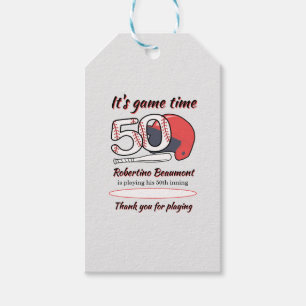 Etiqueta Para Presente Festa de Aniversário de 50 Innings de Beisebol