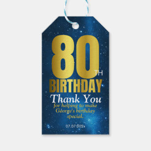 Etiqueta Para Presente Festa de Aniversário de 80 anos Obrigado