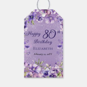 Etiqueta Para Presente Festa de aniversário de 80 para Violetas Florais R