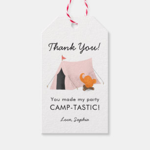Etiqueta Para Presente Festa de aniversário de acampamento rosa favorito