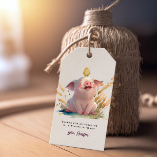 Etiqueta Para Presente Festa de aniversário De Animais De Exploração Favo