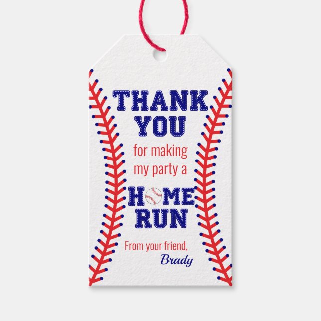 Etiqueta Para Presente Festa de Aniversário de Beisebol Clássico Obrigado (Frente)
