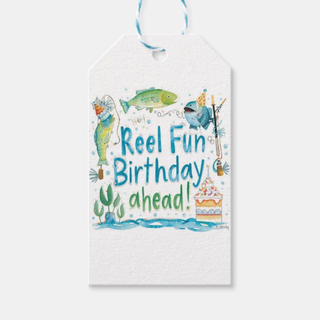 Etiqueta Para Presente Festa de aniversário de Capas de Pesca (Frente)