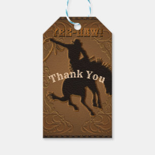 Etiqueta Para Presente Festa de Aniversário de Cowboy do Velho Oeste de C