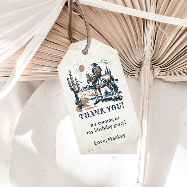 Etiqueta Para Presente Festa de aniversário de cowboy ocidental (Criador carregado)