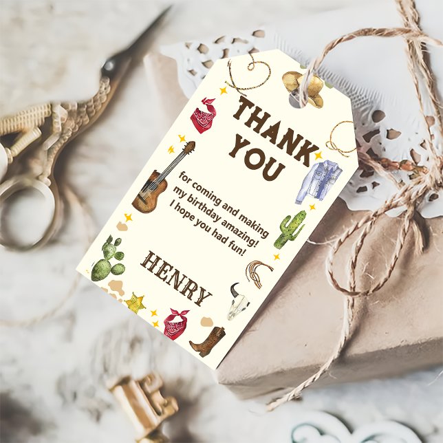 Etiqueta Para Presente Festa de aniversário de cowboy ocidental (Criador carregado)