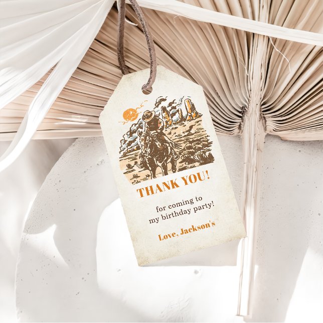Etiqueta Para Presente Festa de aniversário de cowboy ocidental (Criador carregado)