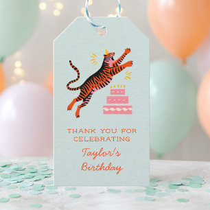 Etiqueta Para Presente Festa de Aniversário de Crianças Tigre Agradecimen
