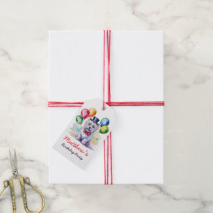 Etiqueta Para Presente Festa de Aniversário de Crianças Westie Aquarela O
