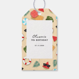 Etiqueta Para Presente Festa de aniversário de Diversão de Verão de Padrã