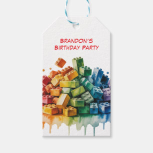 Etiqueta Para Presente Festa de aniversário de explosão de blocos de cons