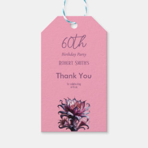 Etiqueta Para Presente Festa de aniversário de Flor Roxo Elegante