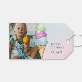 Etiqueta Para Presente Festa de aniversário de fotos do Sorvete de Verão