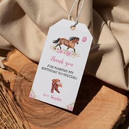 Etiqueta Para Presente Festa de aniversário De Garota Do Cavalo Obrigado