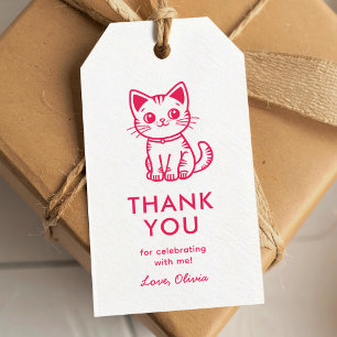 Etiqueta Para Presente Festa de aniversário de gatinho rosa